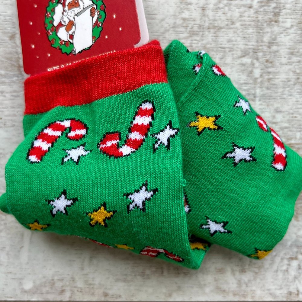 SALE!  Season's Greetings Candy Cane Socks